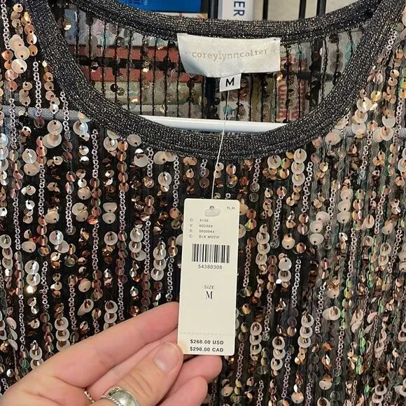 NWT Anthropologie Sequin Slip Dress - Picture 2 of 5